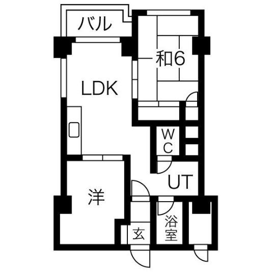 ドミ円山(2LDK/4階)の間取り写真