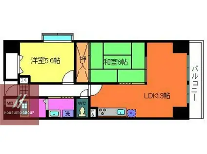 パルテール 北(2LDK/6階)の間取り写真