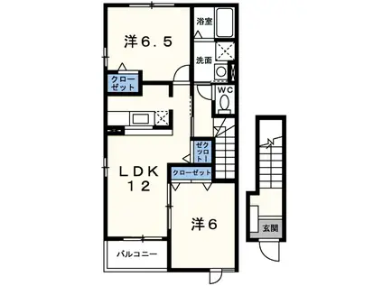 ブライト・ヒルサイド (2LDK/2階)の間取り写真