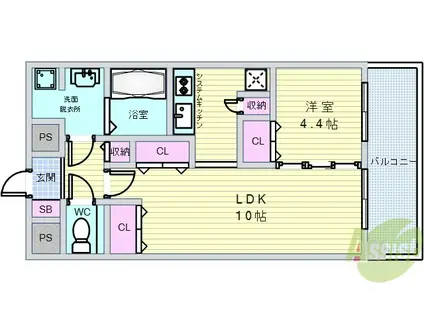 レジデンスエアポート(1LDK/10階)の間取り写真