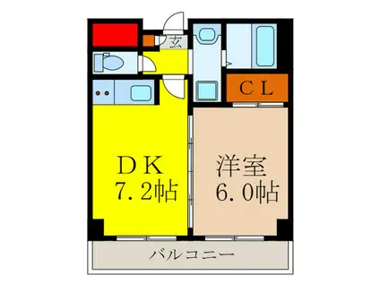第6浦濱ヴィレッジ(1DK/4階)の間取り写真