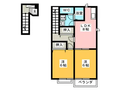 アイオーラ(2DK/2階)の間取り写真