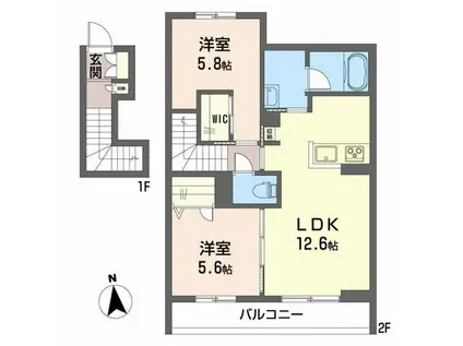 スマイリング桜田B(2LDK/2階)の間取り写真