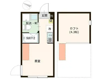 ハーモニーテラス白鷺II(ワンルーム/2階)の間取り写真