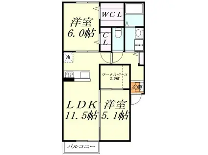 セオリー(2LDK/1階)の間取り写真