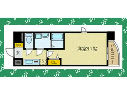 プレサンス栄モード(1K/11階)の間取り写真