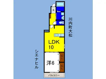 シエナヒル(1LDK/1階)の間取り写真