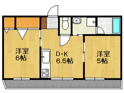 ルミエールおかだ(2DK/2階)の間取り写真