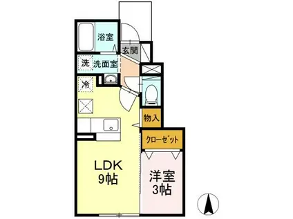 エントピアB(1LDK/1階)の間取り写真