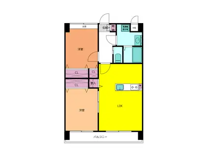 クレア上田の湯(2LDK/8階)の間取り写真