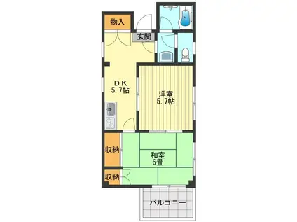 ノート27ビル(2K/2階)の間取り写真