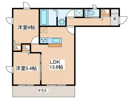 スリーウッド南湖(2LDK/2階)の間取り写真