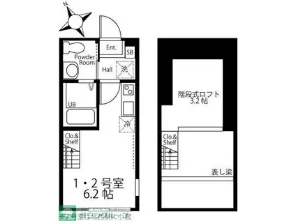 ハーミットクラブハウス和田II(ワンルーム/1階)の間取り写真