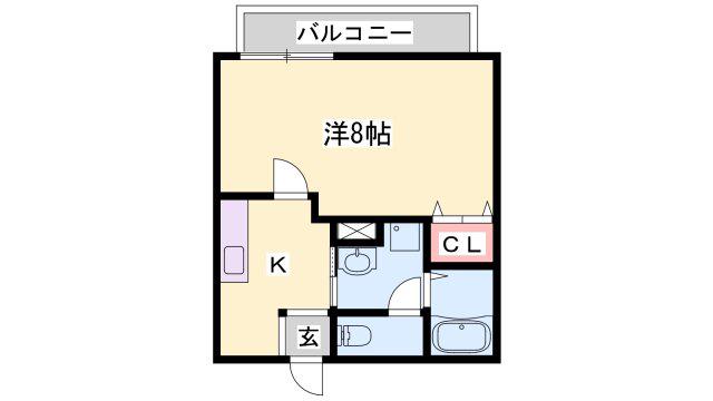 アパートメントハウス京口(1K/2階)の間取り写真