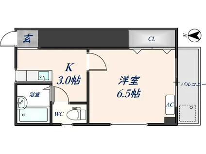 リバーサイド園(1K/2階)の間取り写真