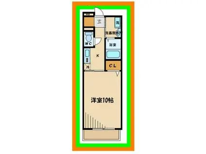 サンパティーク(1K/2階)の間取り写真