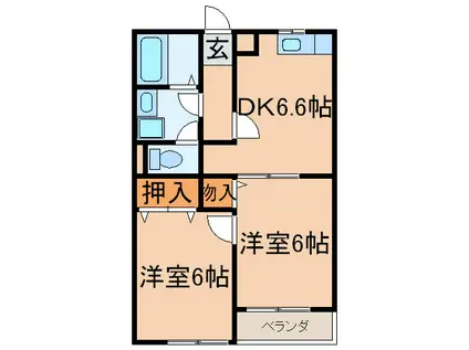 カーサ・ファミール(2DK/2階)の間取り写真