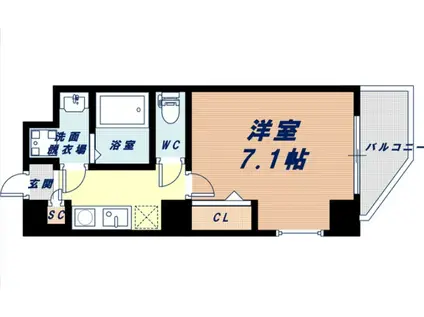 エイペックス京町堀II(1K/9階)の間取り写真