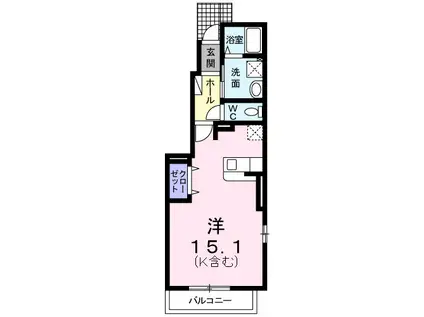 リオブローテ(ワンルーム/1階)の間取り写真