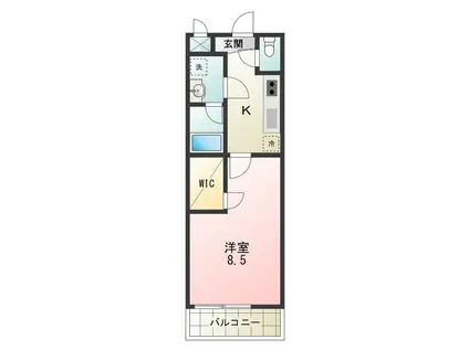 パラッツォ(1K/1階)の間取り写真