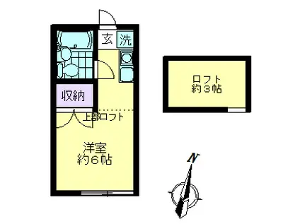 ルミエールII(ワンルーム/2階)の間取り写真