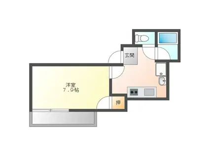 ウエストパレス(1DK/3階)の間取り写真