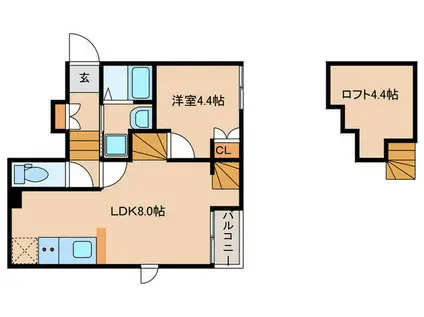 エクシア御井駅前(1LDK/2階)の間取り写真