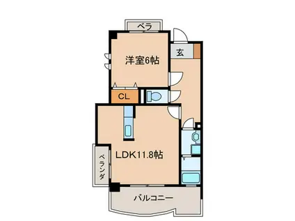アンソレイェ勝川(1LDK/4階)の間取り写真