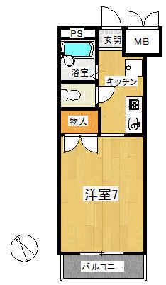 テルメゾン(1K/2階)の間取り写真