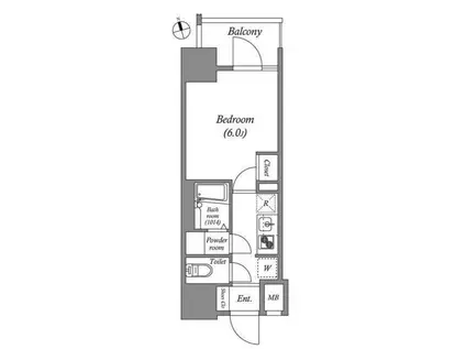 エスタート品川南大井(1K/4階)の間取り写真