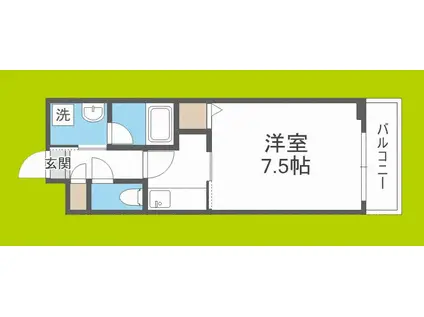 グランシス難波西(1K/4階)の間取り写真