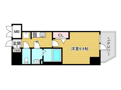 アドバンス大阪カーサ(1K/9階)の間取り写真
