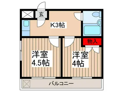 ハイムTPS(2K/2階)の間取り写真