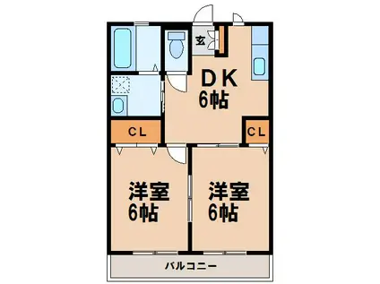 サンライズ弐番館(2DK/1階)の間取り写真