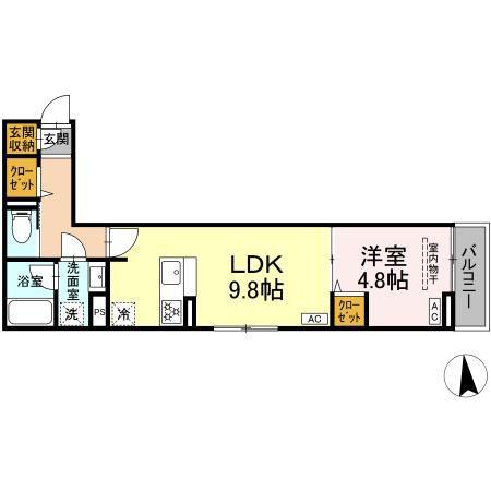 セレスティア東保木間II(1LDK/2階)の間取り写真
