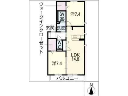 コンフォール・ドゥ(2LDK/2階)の間取り写真