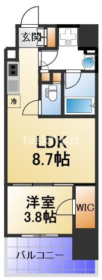 エル・セレーノ天満橋(1LDK/8階)の間取り写真