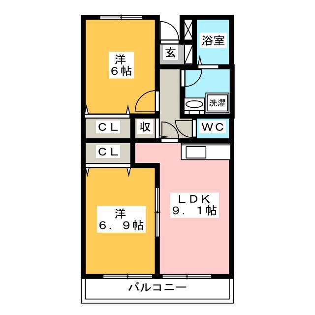 アルストロメリア(2LDK/2階)の間取り写真