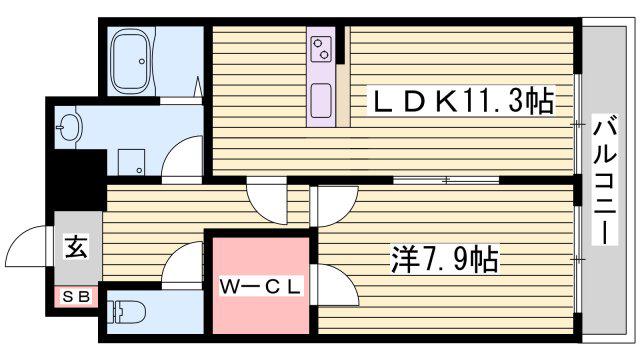 CAPITAL.I姫路(1LDK/8階)の間取り写真