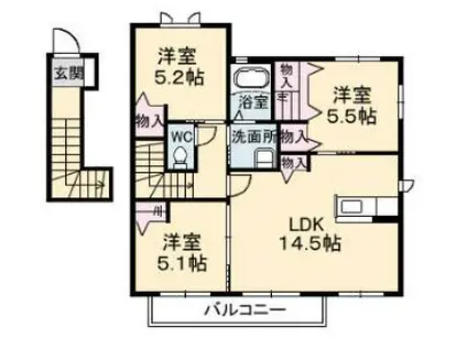 グランマスト郷(3LDK/2階)の間取り写真