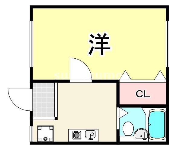 シャトー北大物(1K/2階)の間取り写真