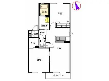 ソフィア梶尾 B棟(2LDK/2階)の間取り写真