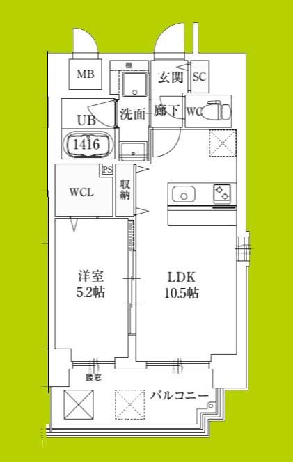 スプランディッド新大阪VIII(1LDK/11階)の間取り写真