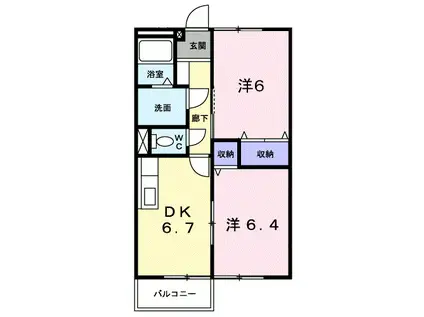 DEARB(2DK/2階)の間取り写真