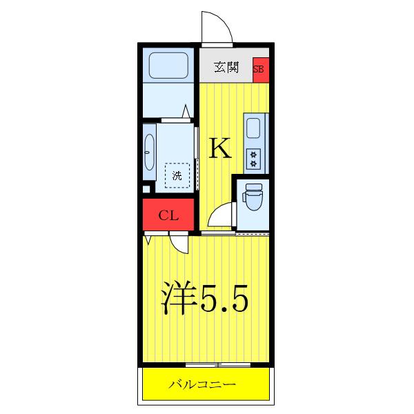 ダイワレジデンス川口(1K/2階)の間取り写真