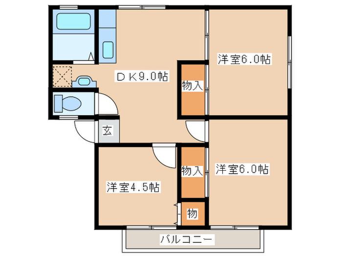 ハイツシャインB(3DK/2階)の間取り写真