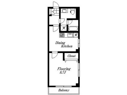 ジャヌーラグランデ(1DK/2階)の間取り写真