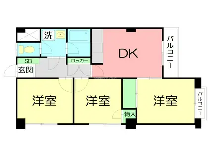 藤沢ハイツ(3LDK/2階)の間取り写真