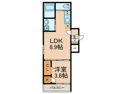 F ASECIA THIO(1LDK/3階)の間取り写真