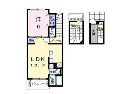 プレステージ花ずいG(1LDK/3階)の間取り写真